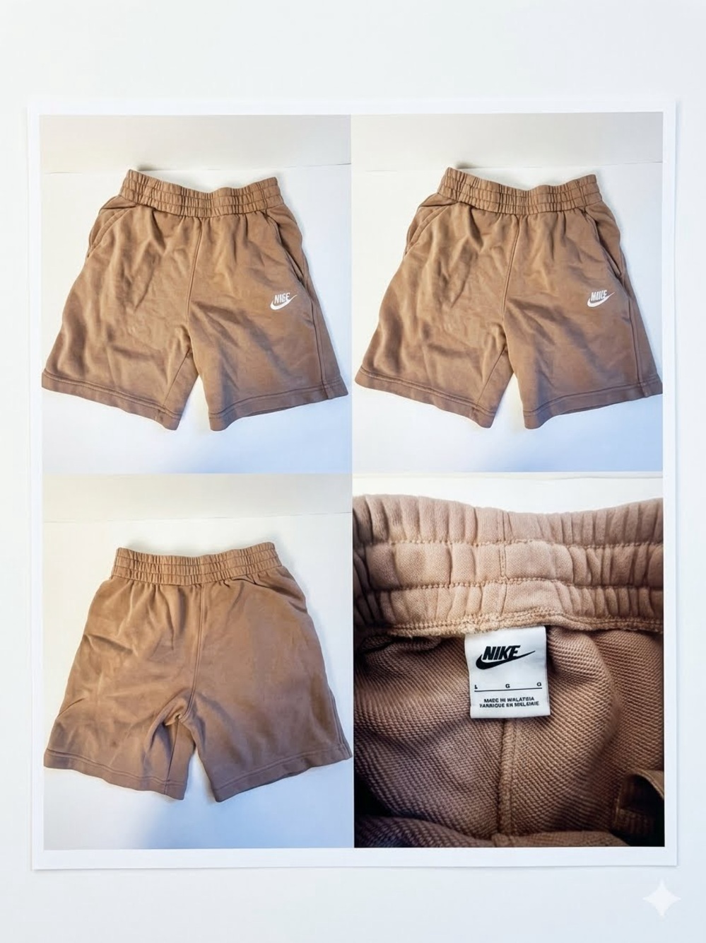 Nike Kids Tan Brown Elastic-Waist Athletic Shorts